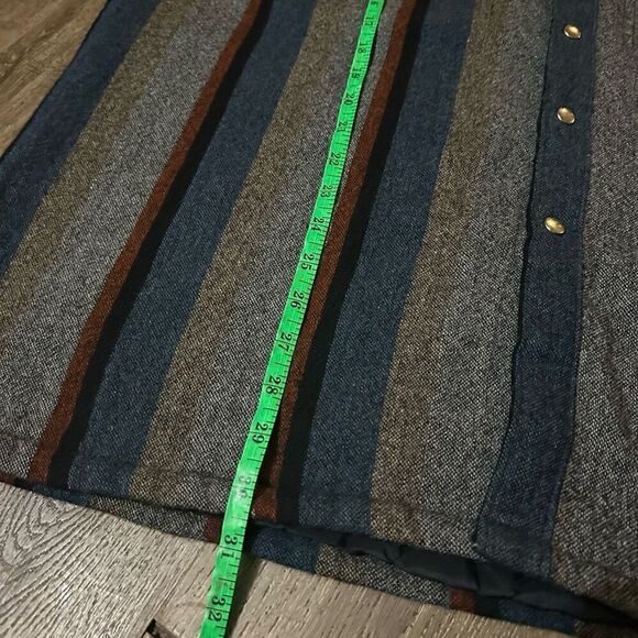 Vintage Shirt Jacket Mens XL Gray Striped Quilted Lined Shacket Wool Blend Snaps - Picture 10 of 10